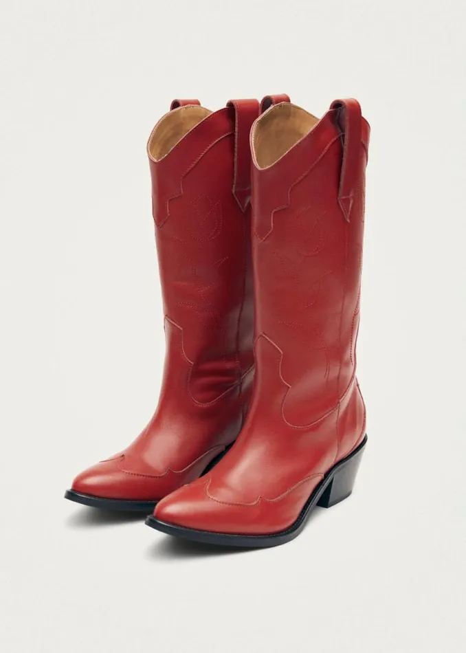 Liberty Red Leather Boots Women ALOHAS Boots