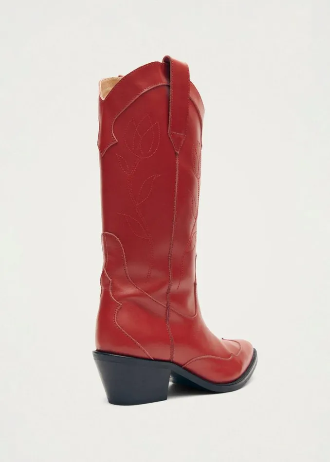 Liberty Red Leather Boots Women ALOHAS Boots