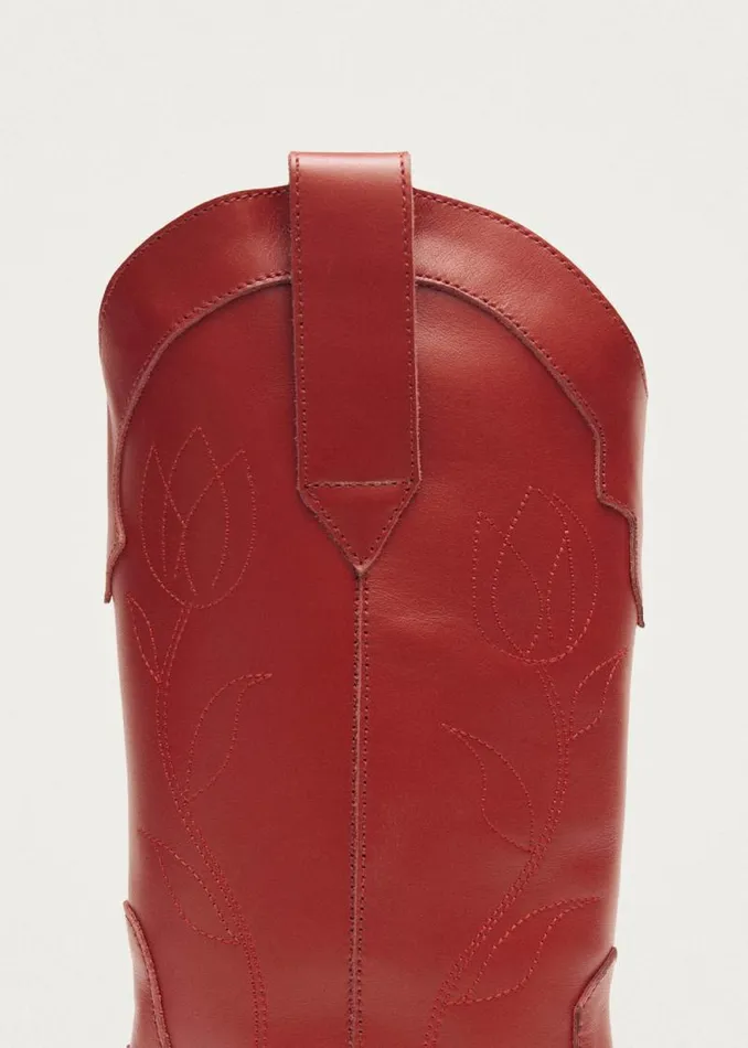 Liberty Red Leather Boots Women ALOHAS Boots