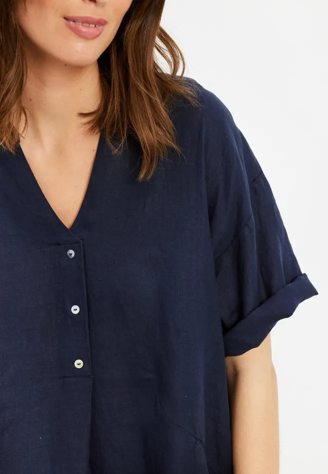 LINO TUNIC 15683 591 Navy 591 Women IN FRONT BLOUSES SHIRTS