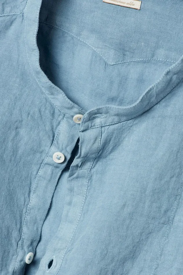 Men KOS 8211 Linen Canvas Shirt 8211 Avio Massimo Alba Shirts