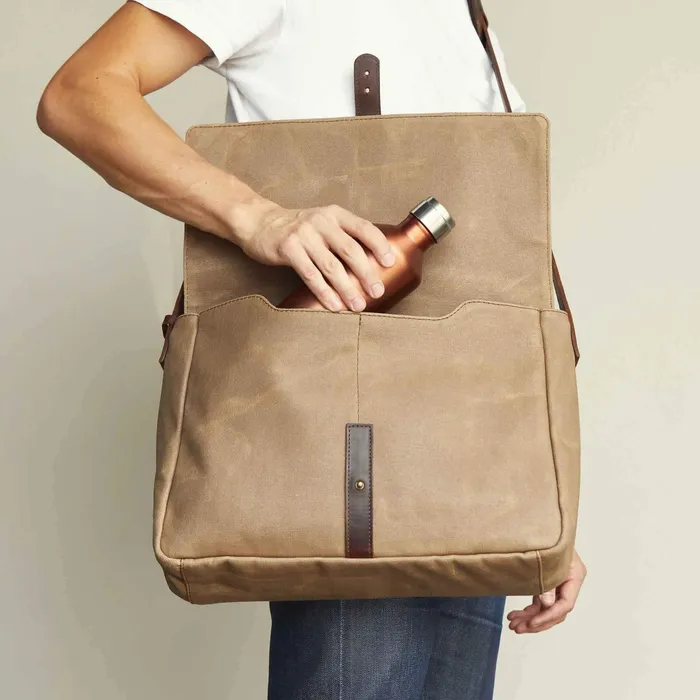 Men Loreto Messenger Bag Waxed Canvas Nisolo Bags and Wallets