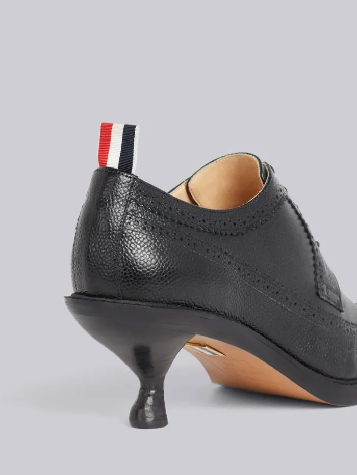 Pebble Grain Leather 50mm Curved Heel Longwing Brogue Black Women Thom Browne Heels Pebble Grain Leather 50mm Curved Heel Longwing Brogue Black Women Thom Browne Heels