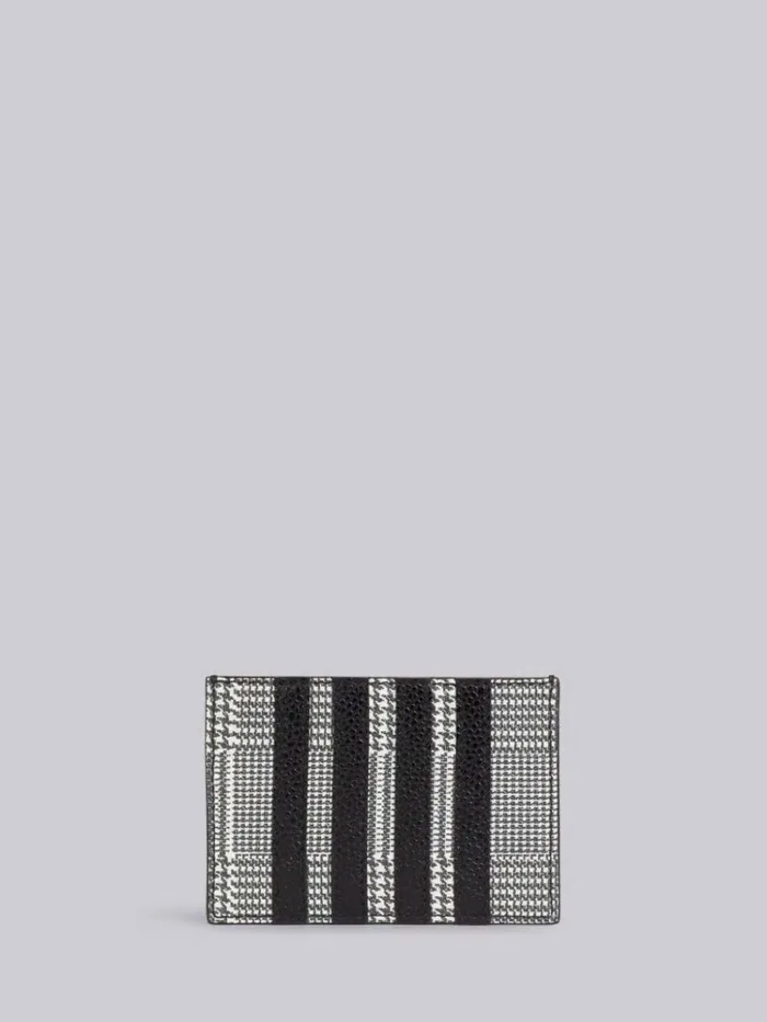 Pebbled Calfskin Prince Of Wales Print Single 4bar Card Holder Black And White Men Thom Browne Wallets and Cardholders Pebbled Calfskin Prince Of Wales Print Single 4bar Card Holder Black And White Men Thom Browne Wallets and Cardholders