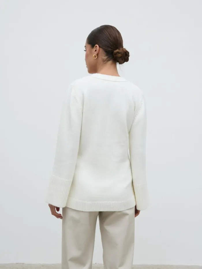 Pretty Lavish Knitwear Autumn Knit Cardigan Cream 8211 Women