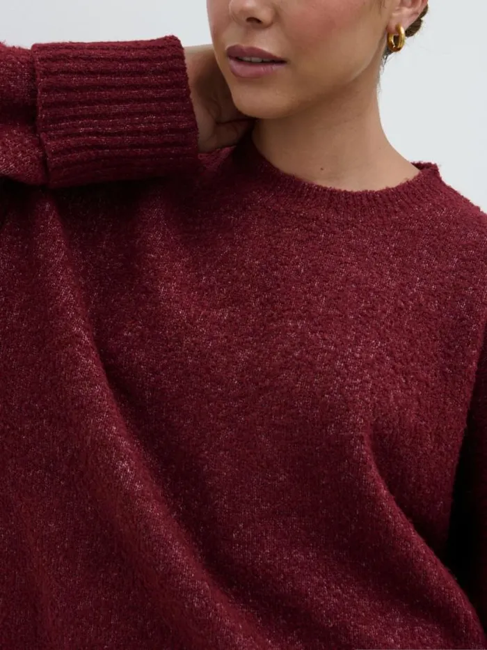Pretty Lavish Knitwear Camille Oversized Borg Knit Jumper Wine 8211 Women