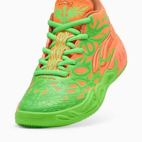 Puma Kids PUMA X LAMELO BALL X TMNT MB04 Leonardo and Michelangelo Little 039 Sneakers Fluro Green Pesorange Glowbright Aqua 8211 Kids Puma Kids PUMA X LAMELO BALL X TMNT MB04 Leonardo and Michelangelo Little 039 Sneakers Fluro Green Pesorange Glowbright Aqua 8211 Kids