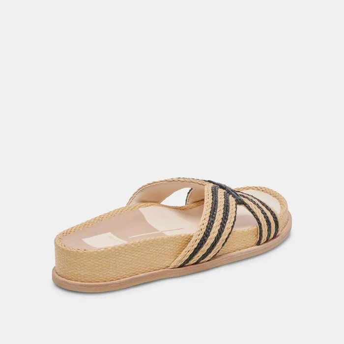Sandals Women Dolce Vita Selda Wide Sandals Natural Black Raffia