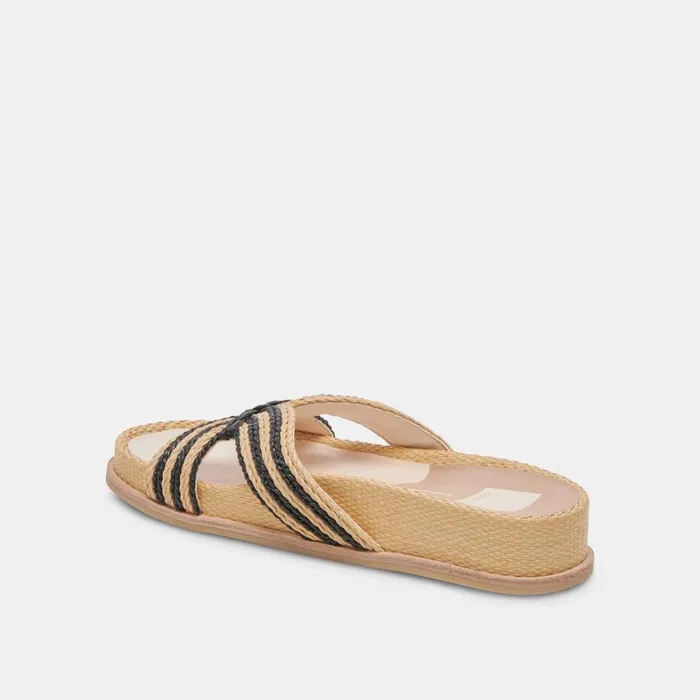 Sandals Women Dolce Vita Selda Wide Sandals Natural Black Raffia