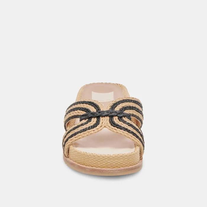 Sandals Women Dolce Vita Selda Wide Sandals Natural Black Raffia