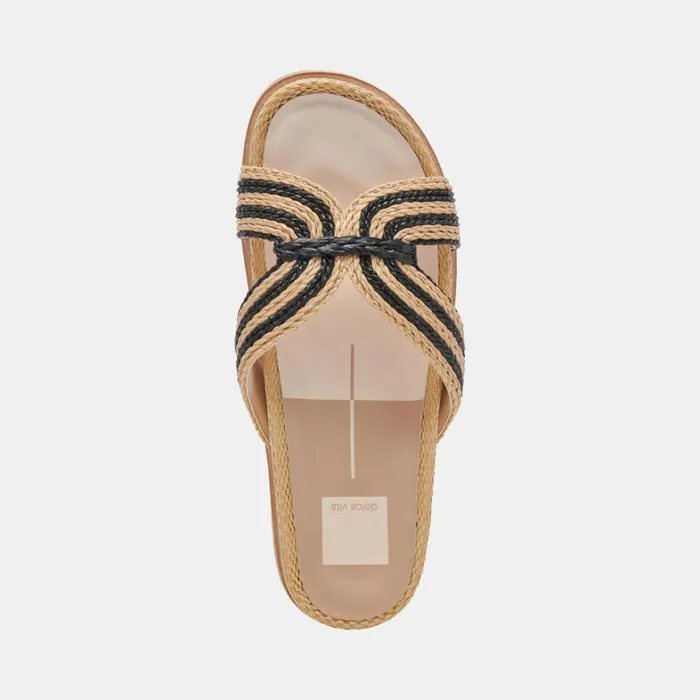Sandals Women Dolce Vita Selda Wide Sandals Natural Black Raffia