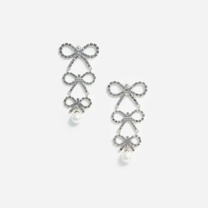 Self Portrait Accessories Tiered Crystal Bow Earrings 8211 Women