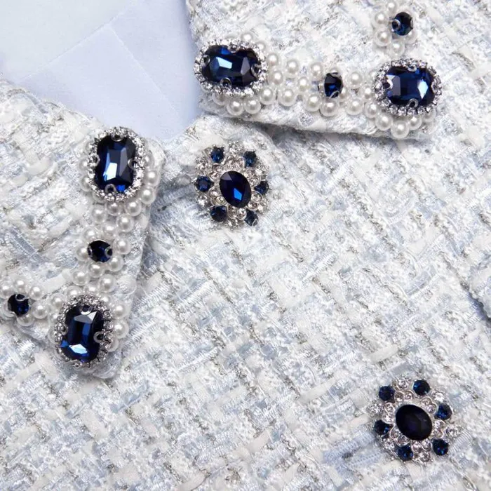 Self Portrait Dresses Blue Boucle Mini Dress 8211 Women