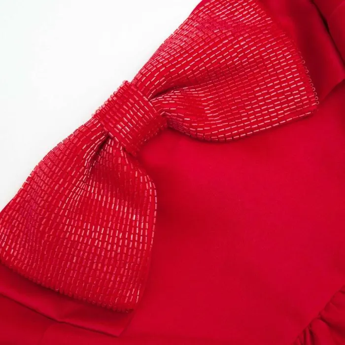 Self Portrait Exclusives Red Taffeta Bandeau Mini Dress 8211 Women