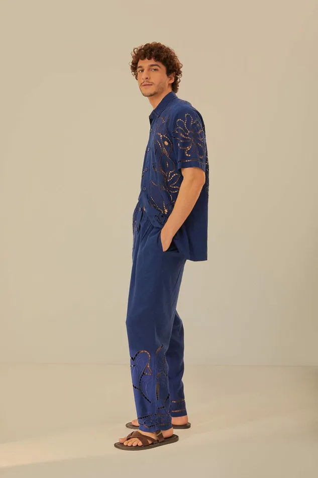 Surrealist Richelieu Embroidered Euroflax Premium Linen Pants Women FARM Rio Pants Surrealist Richelieu Embroidered Euroflax Premium Linen Pants Women FARM Rio Pants