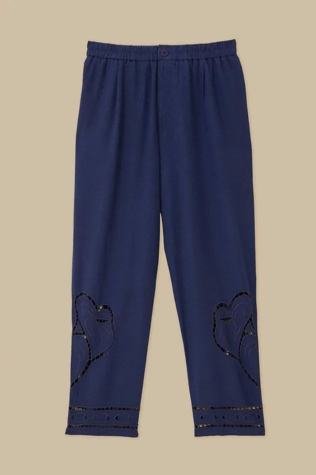 Surrealist Richelieu Embroidered Euroflax Premium Linen Pants Women FARM Rio Pants Surrealist Richelieu Embroidered Euroflax Premium Linen Pants Women FARM Rio Pants
