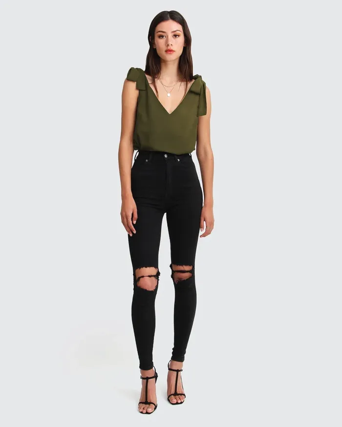 Tops Belle and Bloom Women Feel For You VNeck Top 8211 Military