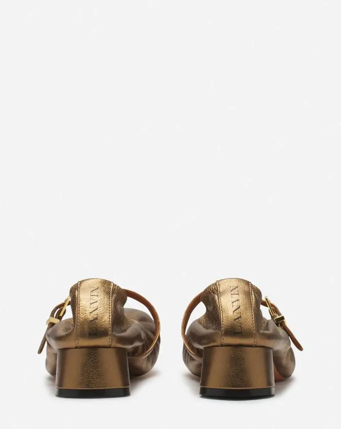 Women Ballerinas Lanvin Mary Janes With Metallic Leather Heels Bronze Women Ballerinas Lanvin Mary Janes With Metallic Leather Heels Bronze