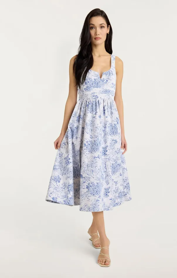 Women Cinq Sept Dresses Garden Toile Ebba Dress Whiteblue