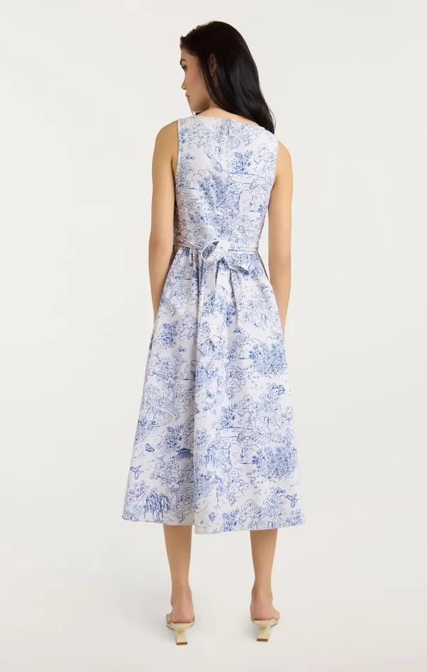 Women Cinq Sept Dresses Garden Toile Ebba Dress Whiteblue