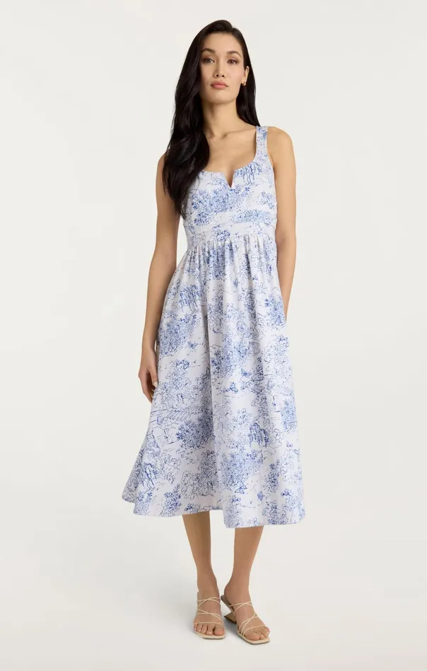 Women Cinq Sept Dresses Garden Toile Ebba Dress Whiteblue