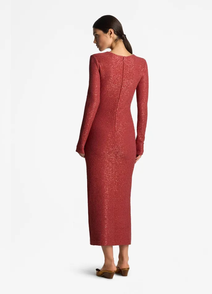 Women Dresses St John Sequin Knit VNeck Dress Rose