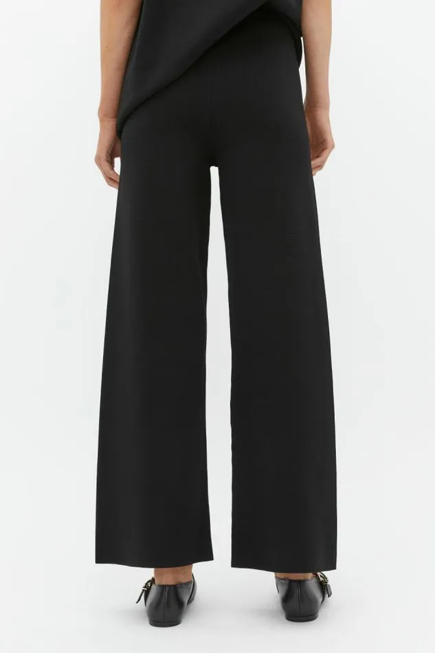 Women Knitwear and Sweaters Seed Heritage Crepe Knit Wide Leg Pant Black