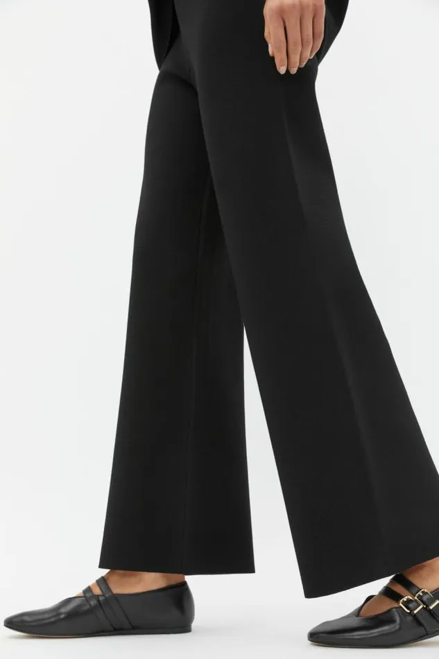 Women Knitwear and Sweaters Seed Heritage Crepe Knit Wide Leg Pant Black