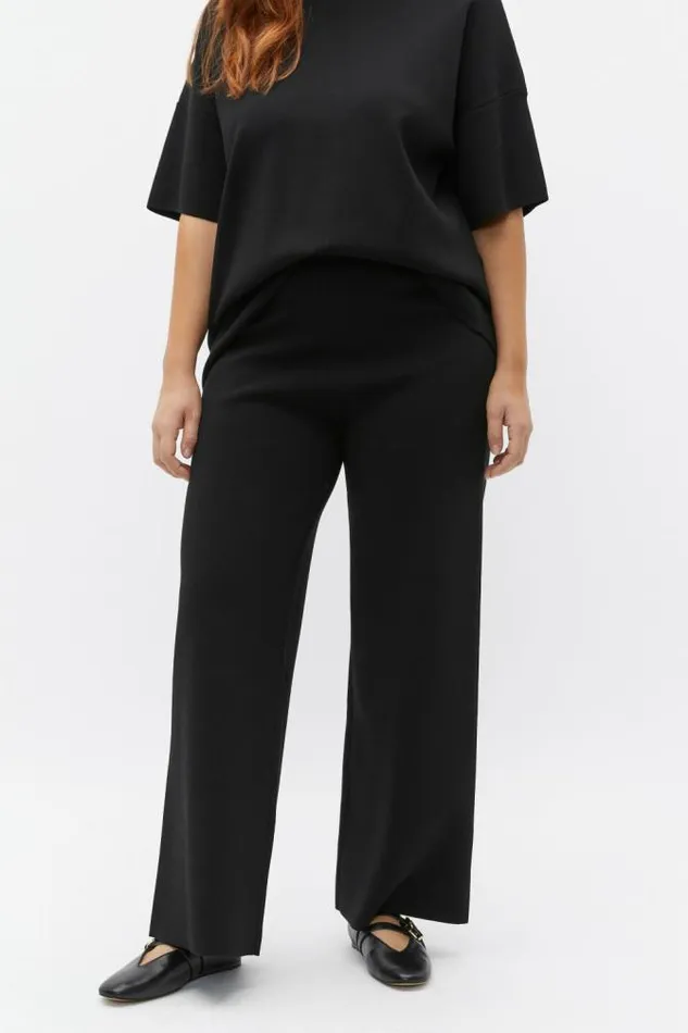 Women Knitwear and Sweaters Seed Heritage Crepe Knit Wide Leg Pant Black