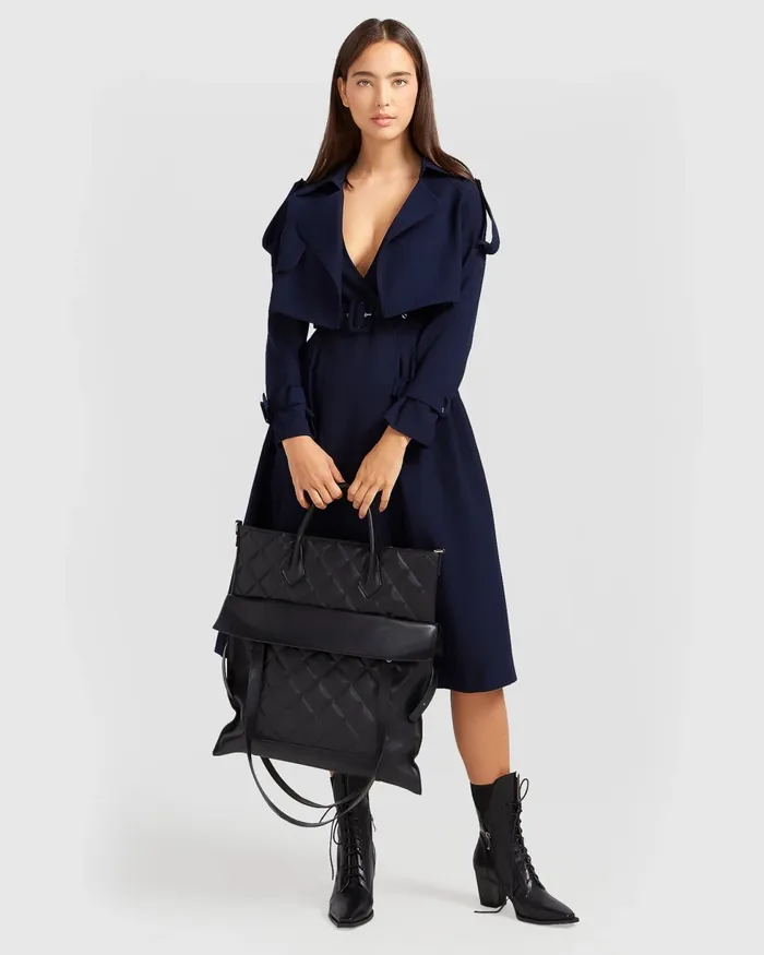 Women Manhattan Cropped Trench 8211 Navy Coats and Jackets Belle and Bloom