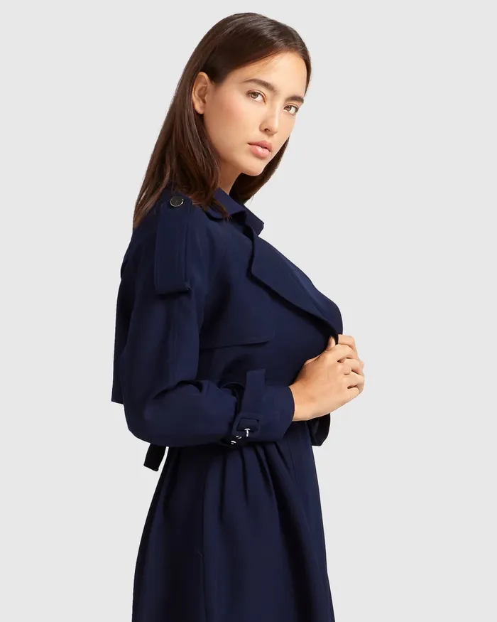 Women Manhattan Cropped Trench 8211 Navy Coats and Jackets Belle and Bloom