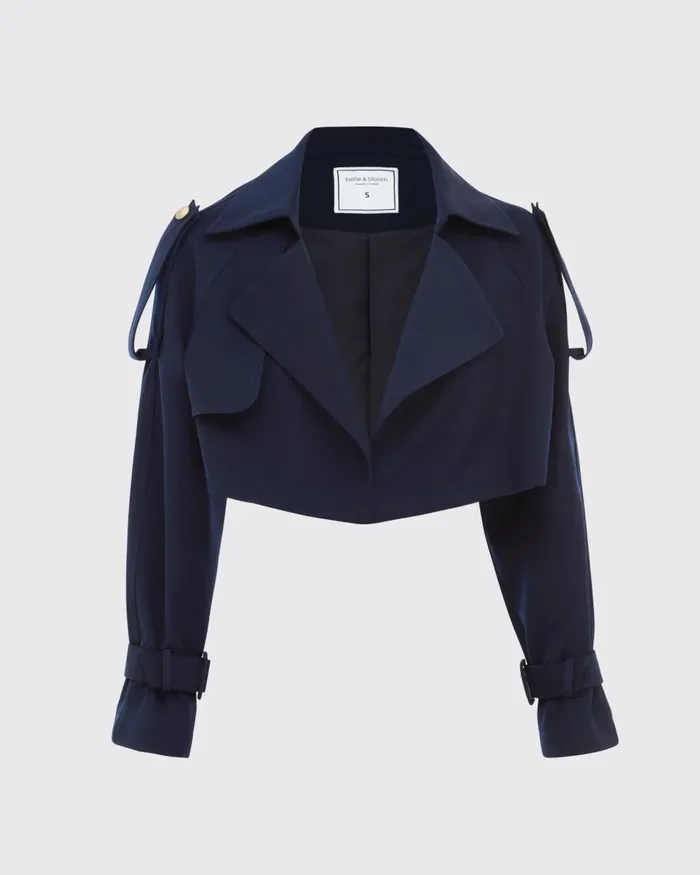 Women Manhattan Cropped Trench 8211 Navy Coats and Jackets Belle and Bloom
