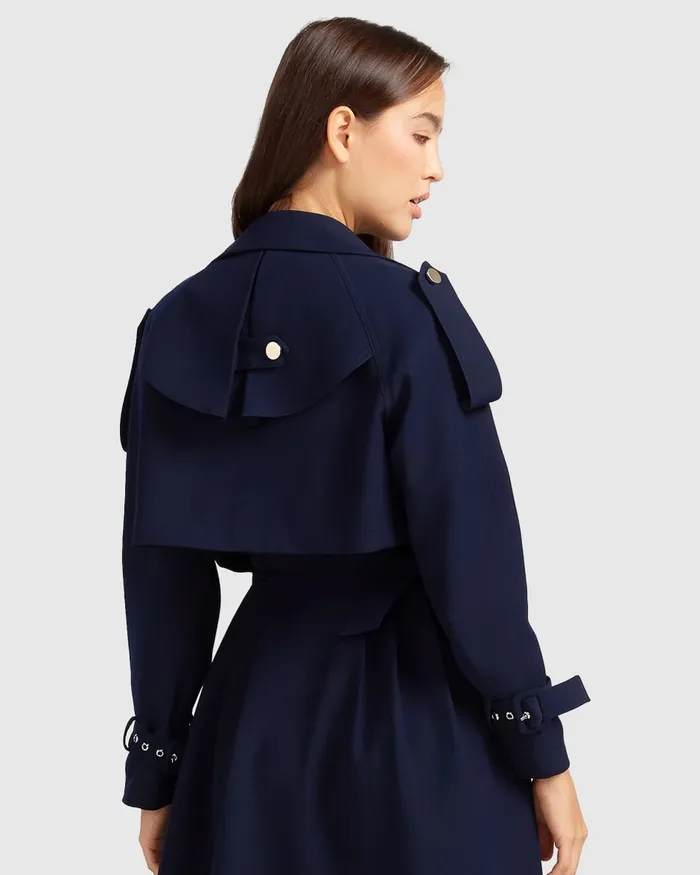 Women Manhattan Cropped Trench 8211 Navy Coats and Jackets Belle and Bloom