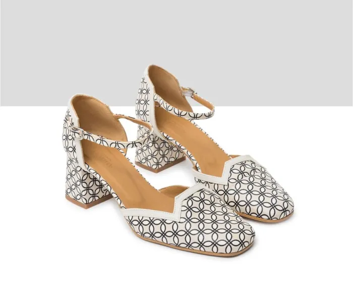 Women Medium Heel Audley Shoes Mid Heel Leather Shoe Janita Beige