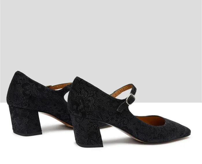 Women Medium Heel Audley Shoes Mid Heel Leather Shoe Klara Black