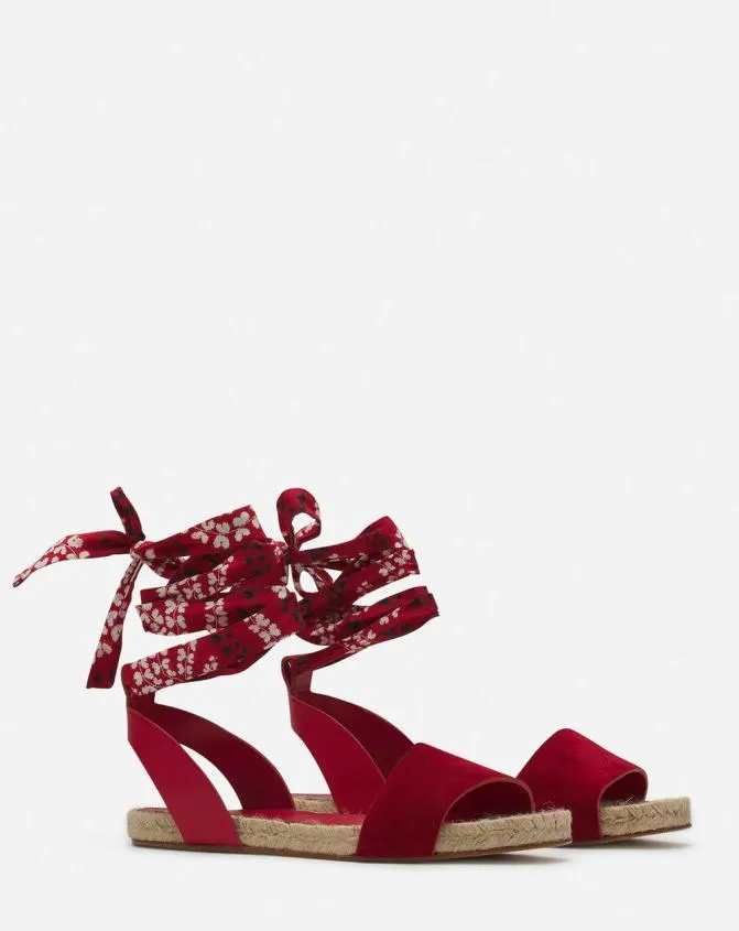 Women Sandals and Mules Lanvin Domra Flat Suede Sandals Carmine Red Women Sandals and Mules Lanvin Domra Flat Suede Sandals Carmine Red