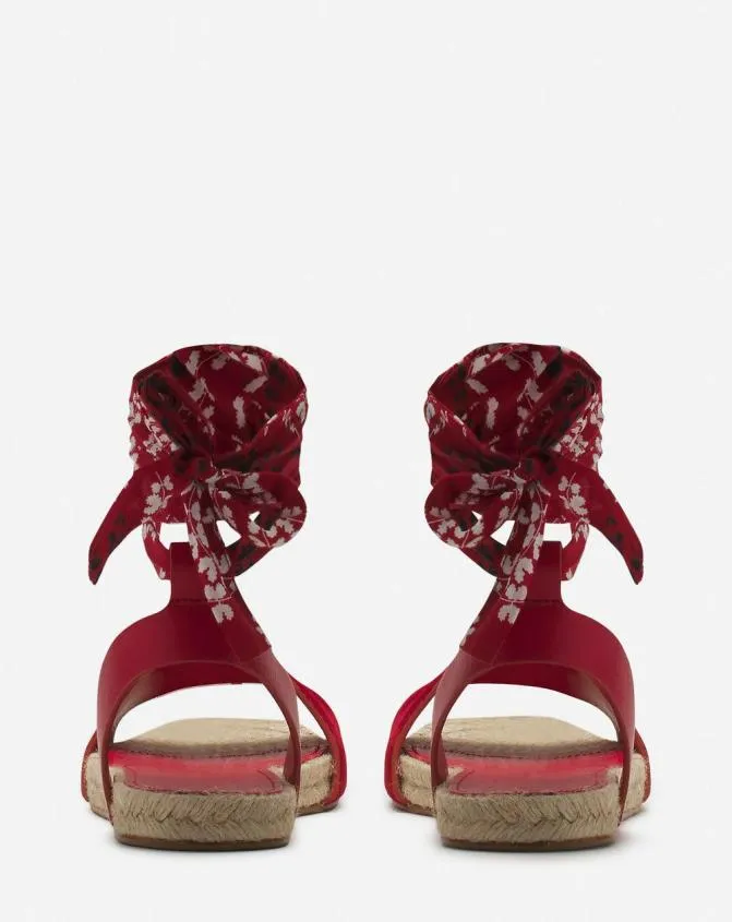 Women Sandals and Mules Lanvin Domra Flat Suede Sandals Carmine Red Women Sandals and Mules Lanvin Domra Flat Suede Sandals Carmine Red