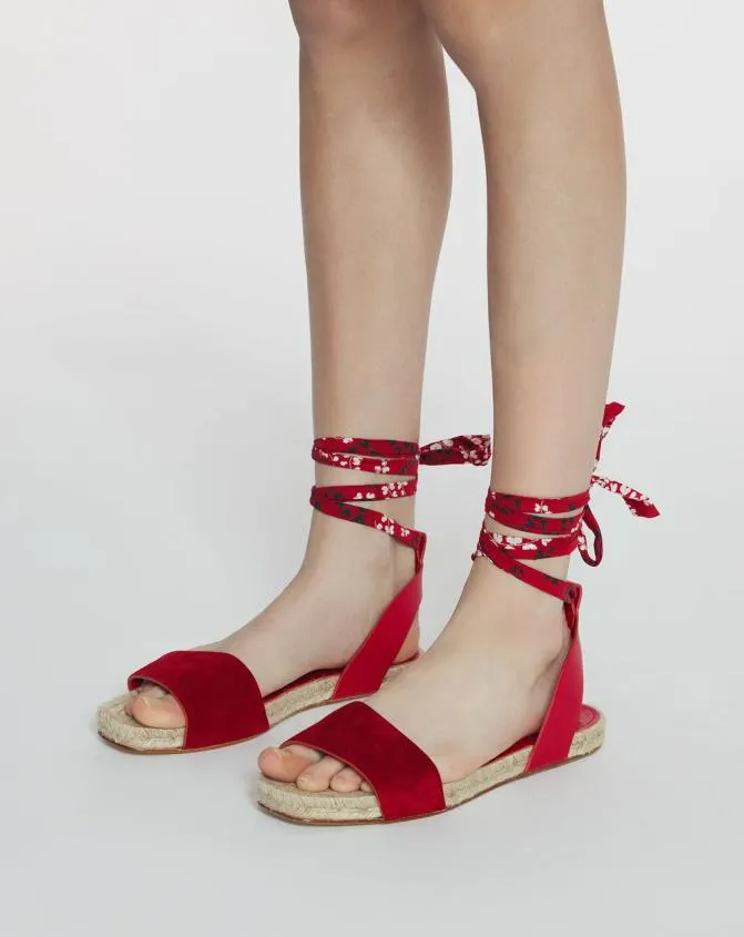 Women Sandals and Mules Lanvin Domra Flat Suede Sandals Carmine Red Women Sandals and Mules Lanvin Domra Flat Suede Sandals Carmine Red