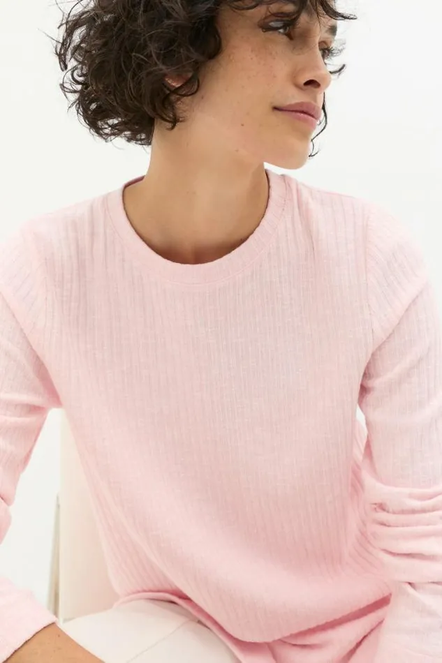 Women TShirts and Tops Seed Heritage Textured Long Sleeve Top Rose Petal Twist