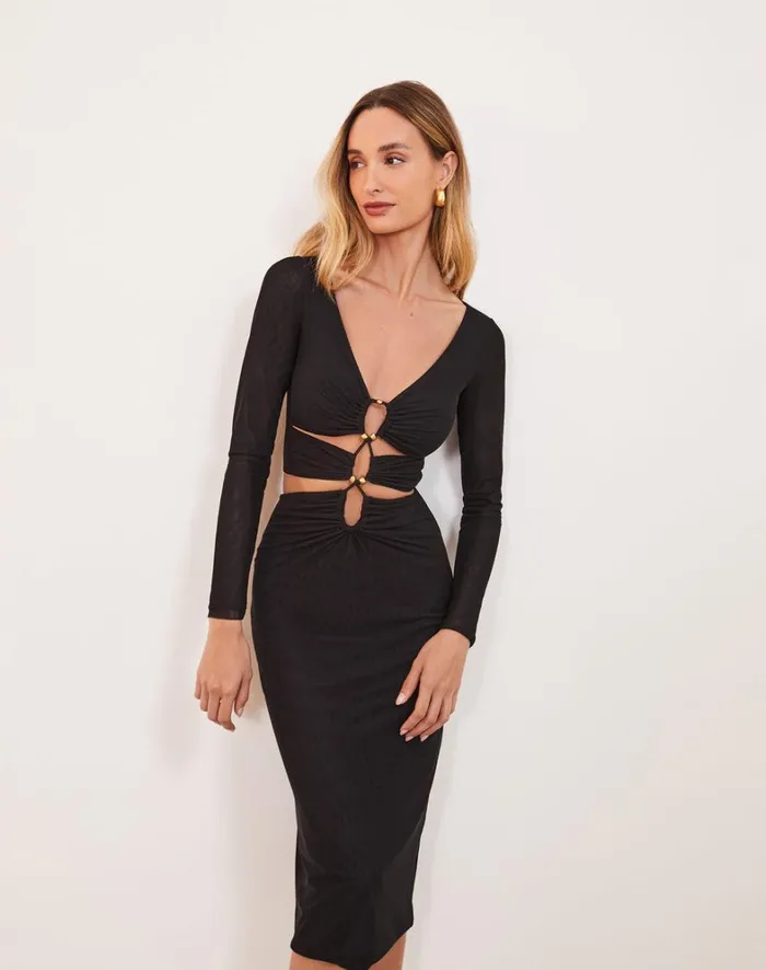 Women ViX Paula Hermanny Dresses Luna Midi Dress 8211 Black