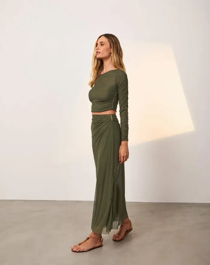 Women ViX Paula Hermanny Matching Sets Mira Long Sleeve Top 8211 Evergreen