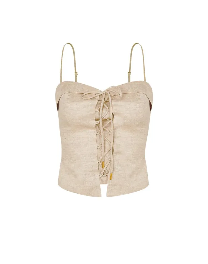 Women ViX Paula Hermanny Matching Sets Rubia Sleeveless Top 8211 Natural