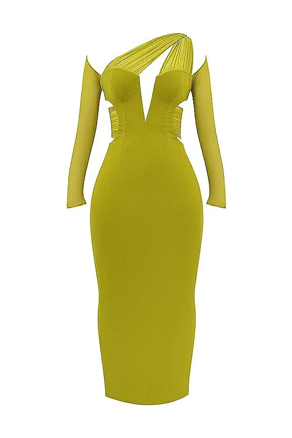 Women Zahra Chartreuse Plunge Maxi Dress House Of CB Dresses