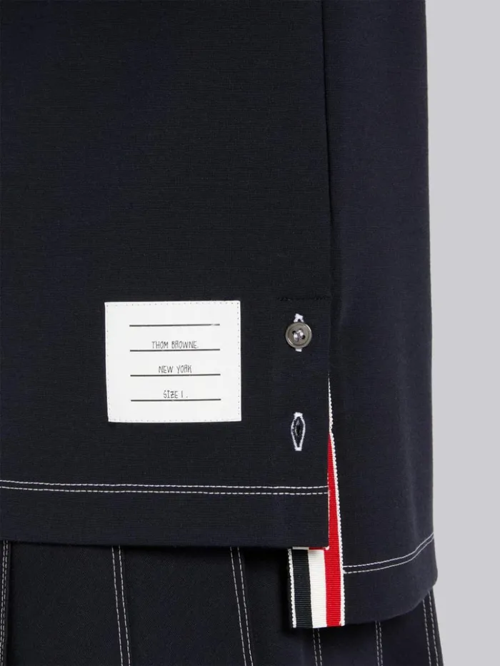 Wool Tech Milano Contrast Stitch Polo Navy Men Thom Browne Tshirts and Polos